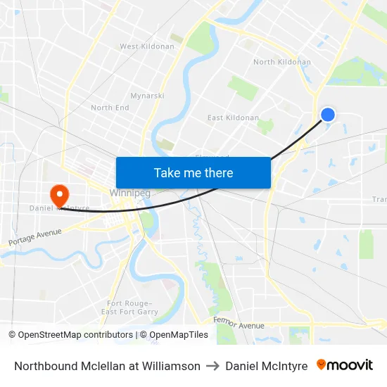 Northbound Mclellan at Williamson to Daniel McIntyre map
