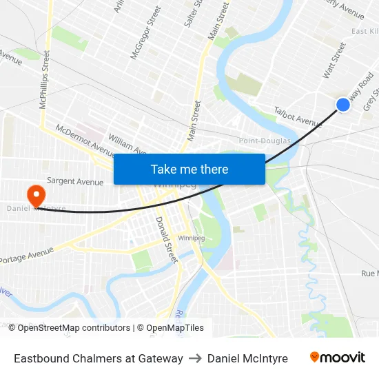 Eastbound Chalmers at Gateway to Daniel McIntyre map