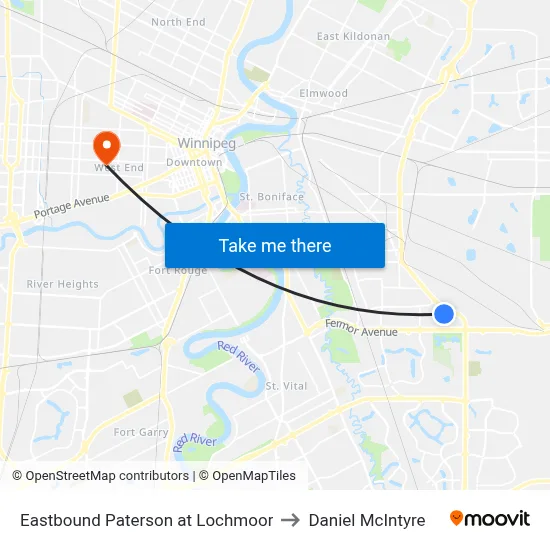 Eastbound Paterson at Lochmoor to Daniel McIntyre map