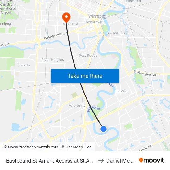 Eastbound St.Amant Access at St.Amant East to Daniel McIntyre map