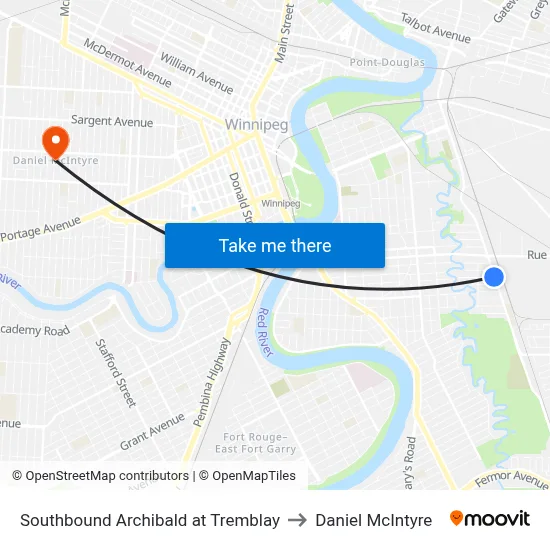 Southbound Archibald at Tremblay to Daniel McIntyre map