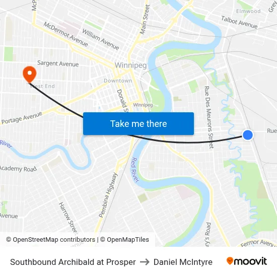 Southbound Archibald at Prosper to Daniel McIntyre map