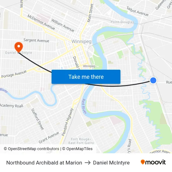 Northbound Archibald at Marion to Daniel McIntyre map