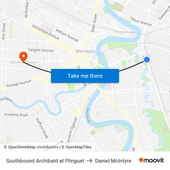 Southbound Archibald at Plinguet to Daniel McIntyre map