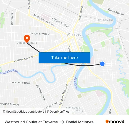 Westbound Goulet at Traverse to Daniel McIntyre map