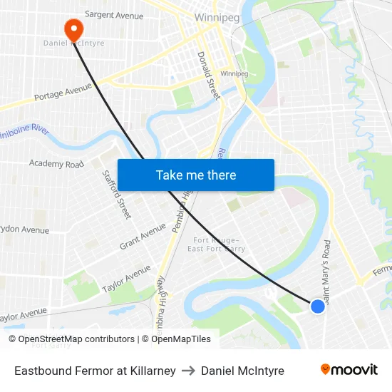 Eastbound Fermor at Killarney to Daniel McIntyre map