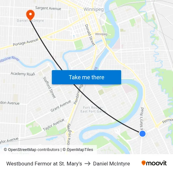 Westbound Fermor at St. Mary's to Daniel McIntyre map