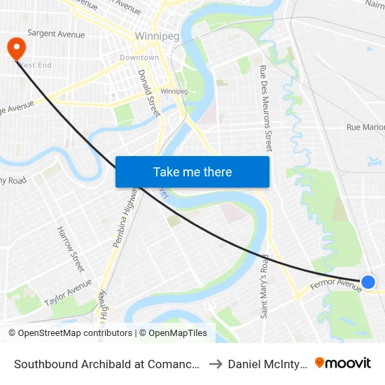 Southbound Archibald at Comanche to Daniel McIntyre map