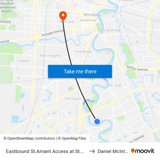 Eastbound St.Amant Access at St.Amant to Daniel McIntyre map