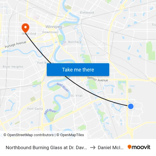Northbound Burning Glass at Dr. David Friesen to Daniel McIntyre map