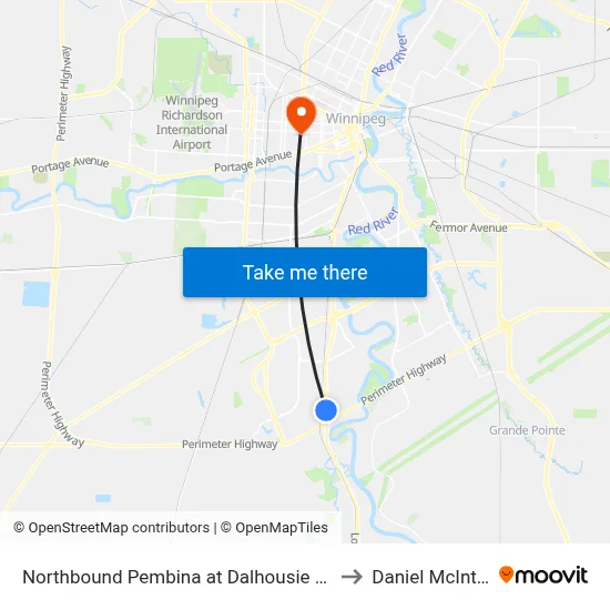 Northbound Pembina at Dalhousie South to Daniel McIntyre map