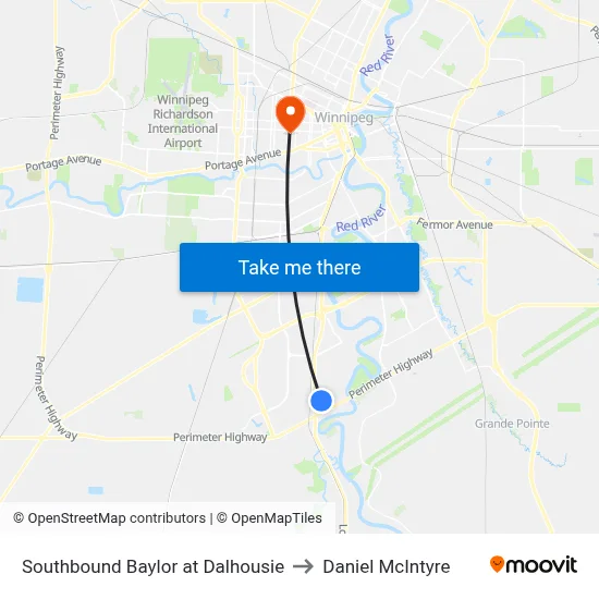 Southbound Baylor at Dalhousie to Daniel McIntyre map