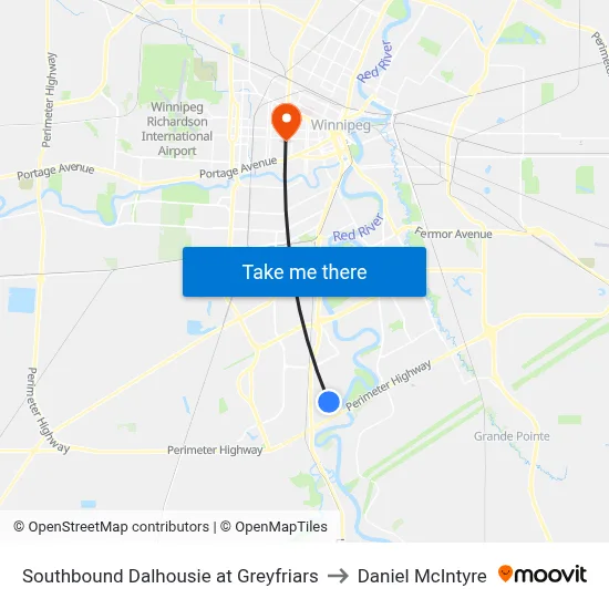 Southbound Dalhousie at Greyfriars to Daniel McIntyre map