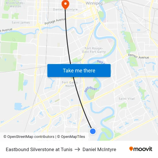 Eastbound Silverstone at Tunis to Daniel McIntyre map
