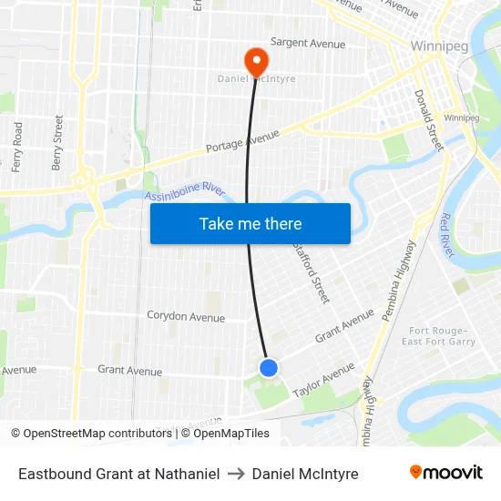 Eastbound Grant at Nathaniel to Daniel McIntyre map
