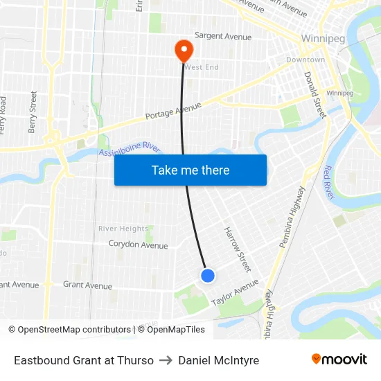 Eastbound Grant at Thurso to Daniel McIntyre map