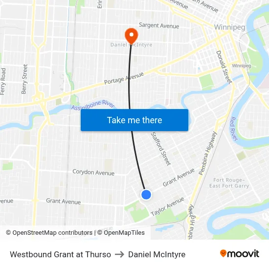 Westbound Grant at Thurso to Daniel McIntyre map