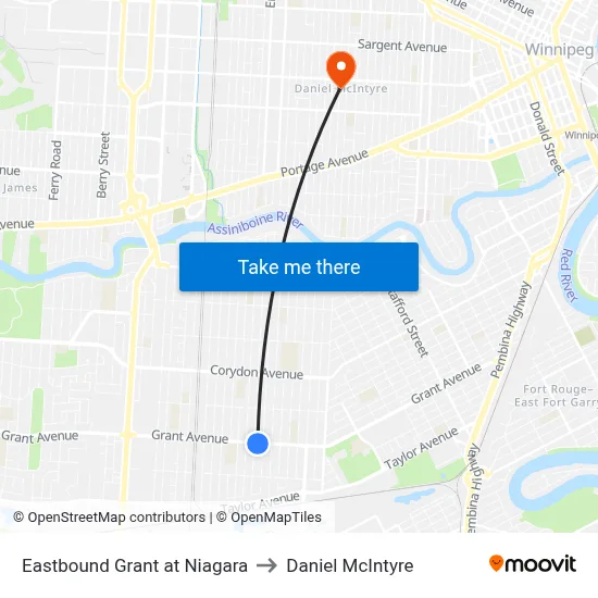 Eastbound Grant at Niagara to Daniel McIntyre map