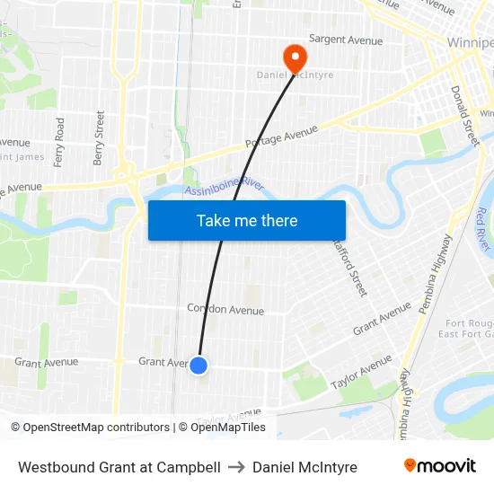 Westbound Grant at Campbell to Daniel McIntyre map