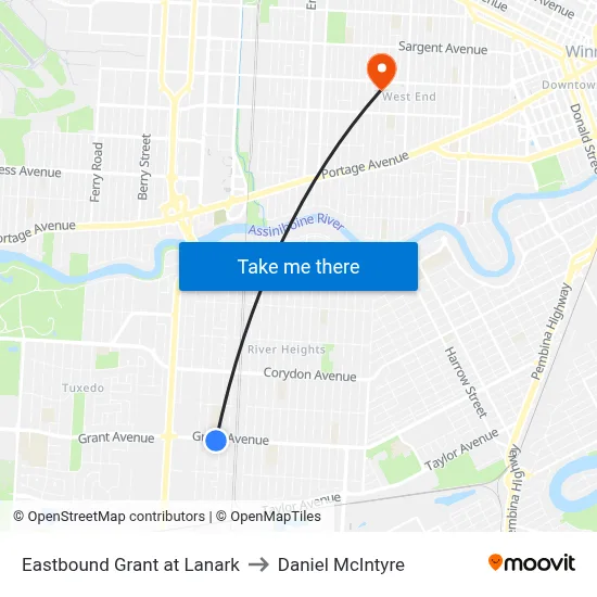 Eastbound Grant at Lanark to Daniel McIntyre map