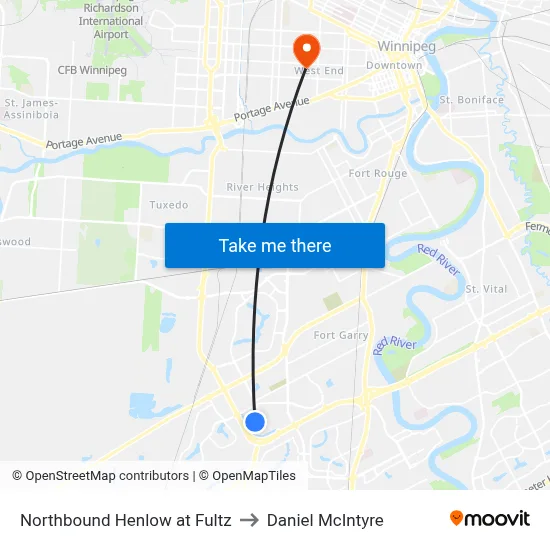 Northbound Henlow at Fultz to Daniel McIntyre map