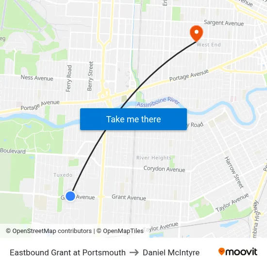 Eastbound Grant at Portsmouth to Daniel McIntyre map