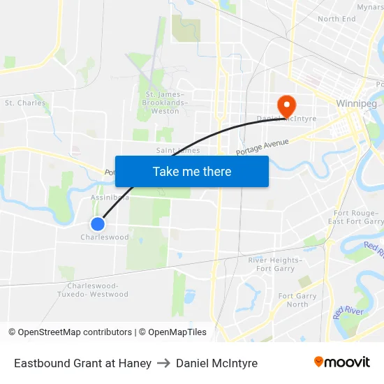 Eastbound Grant at Haney to Daniel McIntyre map