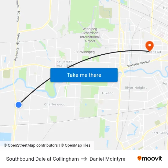 Southbound Dale at Collingham to Daniel McIntyre map