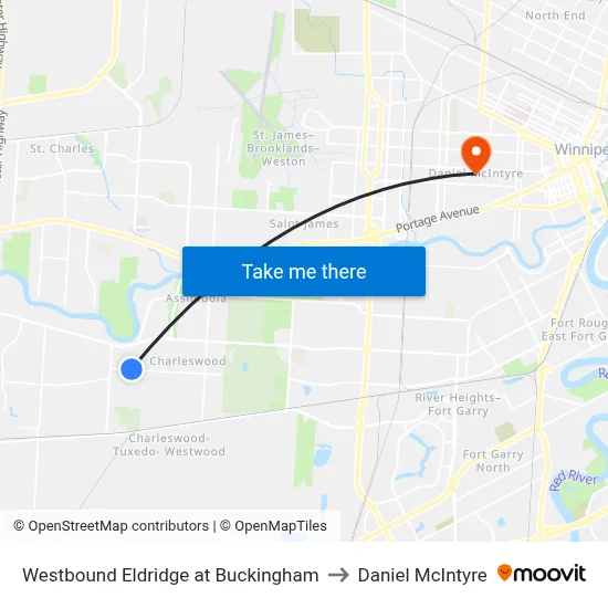 Westbound Eldridge at Buckingham to Daniel McIntyre map