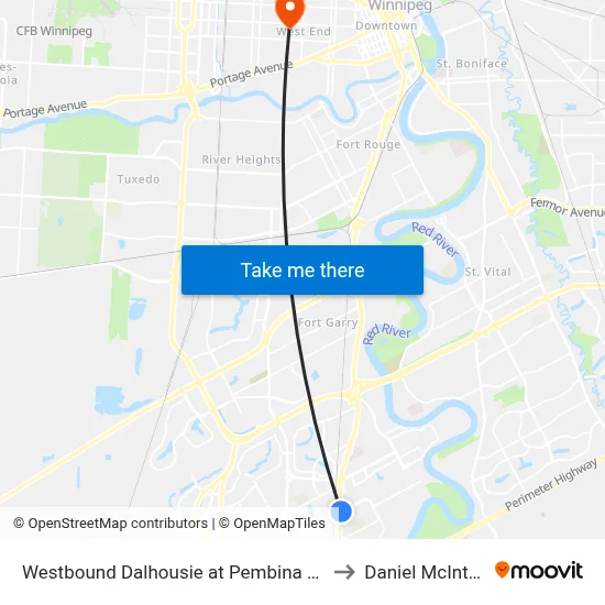 Westbound Dalhousie at Pembina East to Daniel McIntyre map