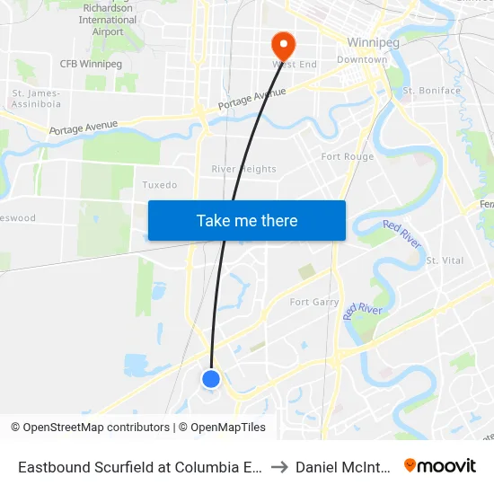 Eastbound Scurfield at Columbia East to Daniel McIntyre map