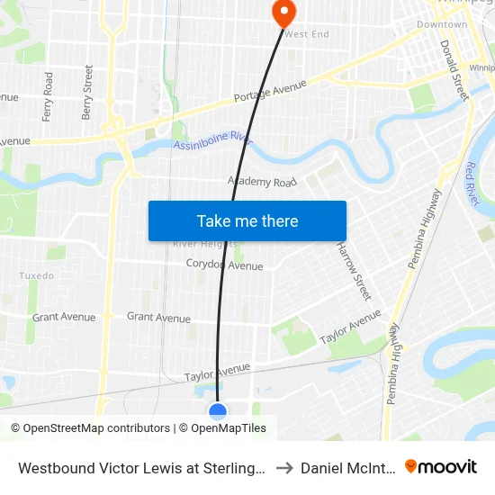 Westbound Victor Lewis at Sterling Lyon to Daniel McIntyre map