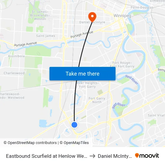Eastbound Scurfield at Henlow West to Daniel McIntyre map