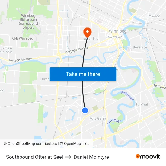 Southbound Otter at Seel to Daniel McIntyre map