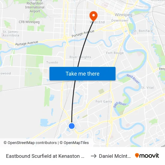 Eastbound Scurfield at Kenaston West to Daniel McIntyre map