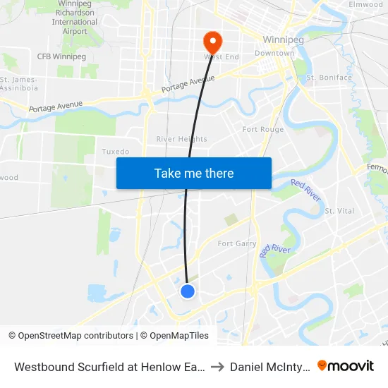 Westbound Scurfield at Henlow East to Daniel McIntyre map