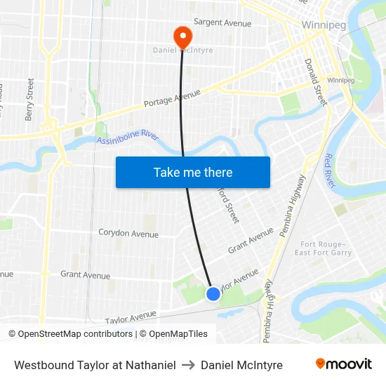 Westbound Taylor at Nathaniel to Daniel McIntyre map