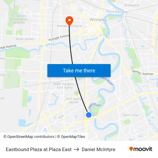Eastbound Plaza at Plaza East to Daniel McIntyre map