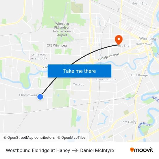 Westbound Eldridge at Haney to Daniel McIntyre map