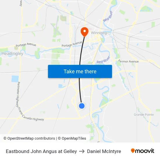 Eastbound John Angus at Gelley to Daniel McIntyre map