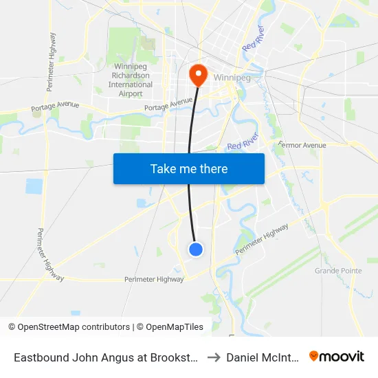 Eastbound John Angus at Brookstone to Daniel McIntyre map