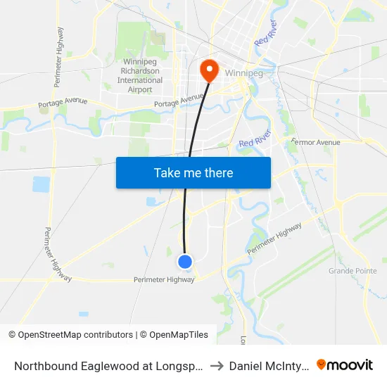 Northbound Eaglewood at Longspur to Daniel McIntyre map