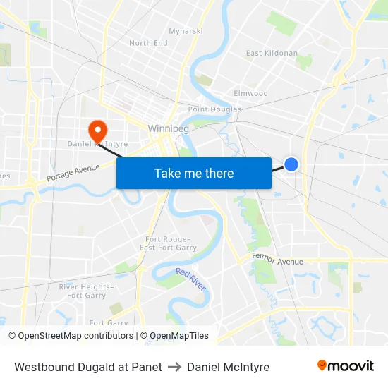Westbound Dugald at Panet to Daniel McIntyre map