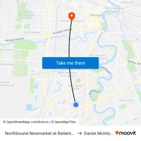 Northbound Newmarket at Ballantrae to Daniel McIntyre map