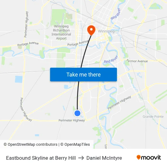 Eastbound Skyline at Berry Hill to Daniel McIntyre map