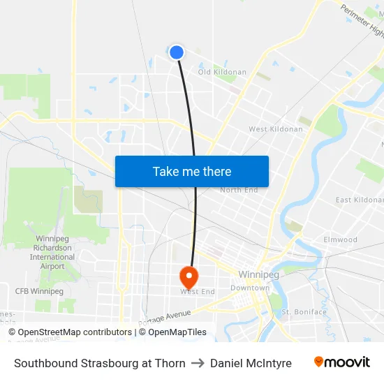 Southbound Strasbourg at Thorn to Daniel McIntyre map