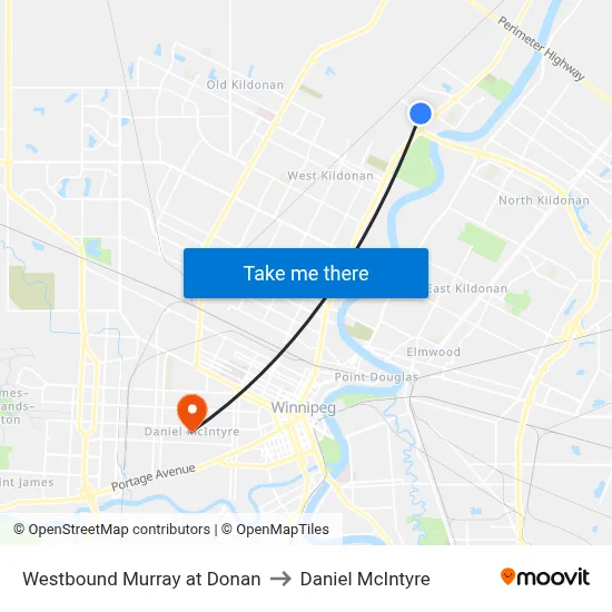 Westbound Murray at Donan to Daniel McIntyre map