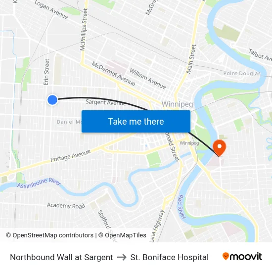 Northbound Wall at Sargent to St. Boniface Hospital map