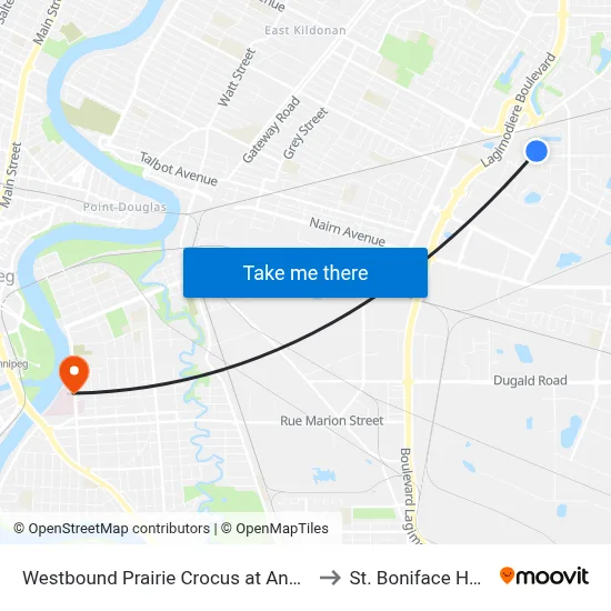 Westbound Prairie Crocus at Angela Everts to St. Boniface Hospital map