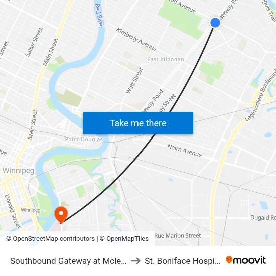 Southbound Gateway at Mcleod to St. Boniface Hospital map